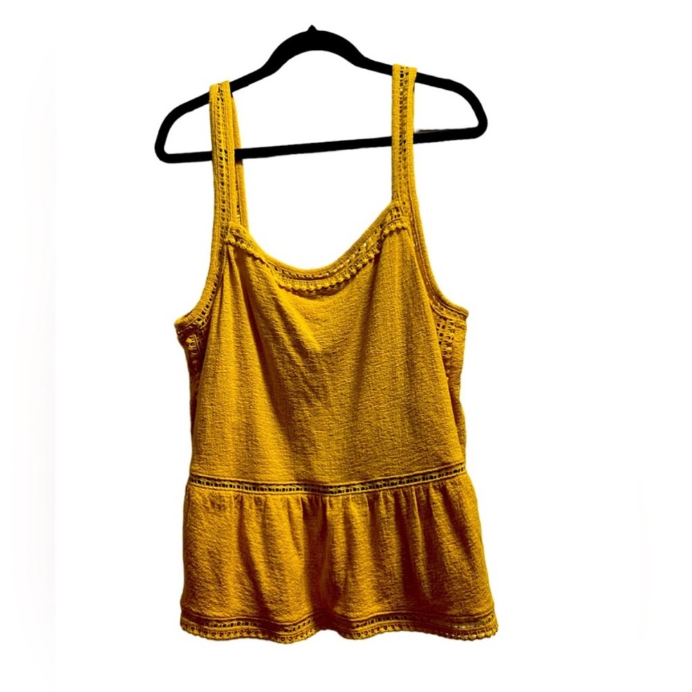 J. Crew Point Sur Cotton Boho Lace Tank XXL NWT Mustard Yellow Embroidered